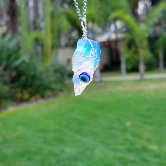 Opal Evil Eye Pendant - Picture 12 of 14